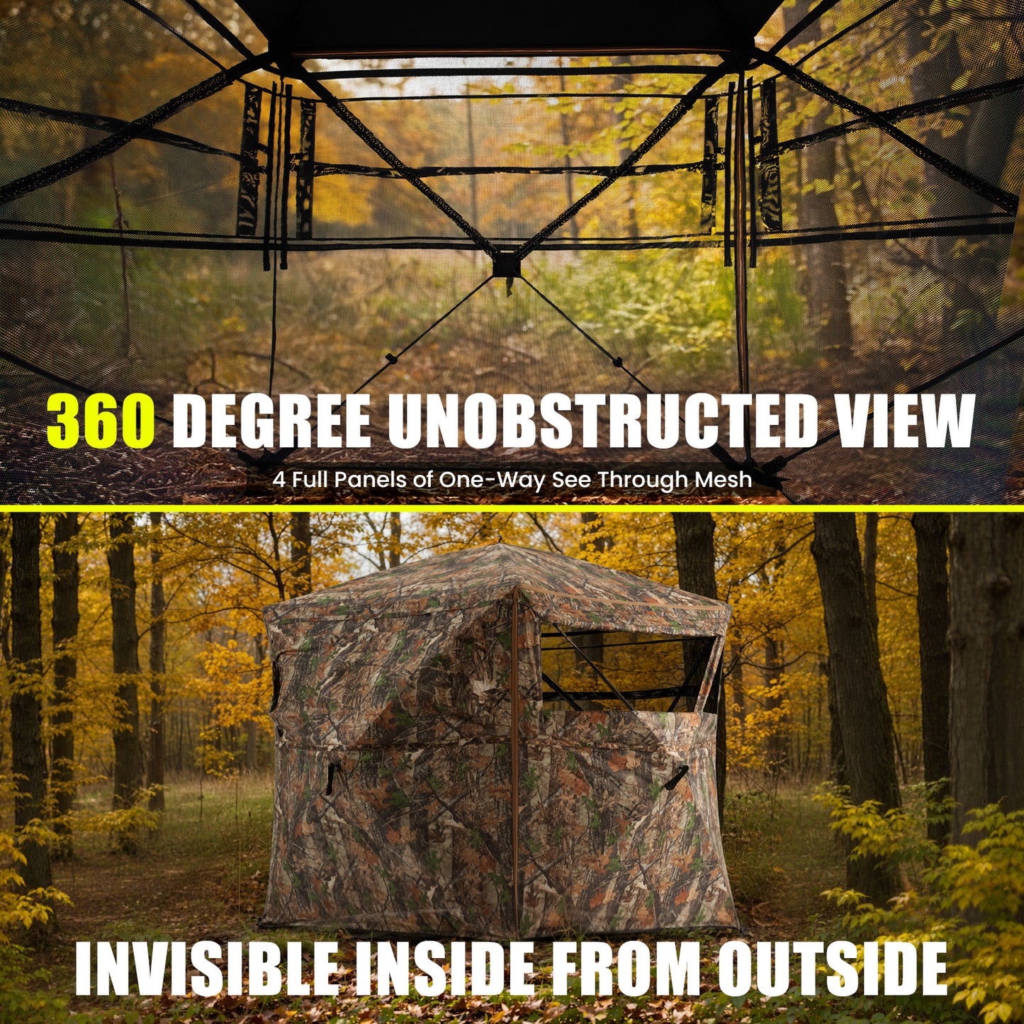 Hunting Blind Ground Blind with 90° Full Open Door 360 Degree See Through