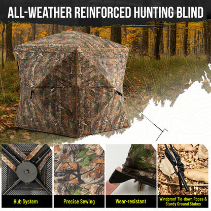 Hunting Blind Ground Blind with 90° Full Open Door 360 Degree See Through