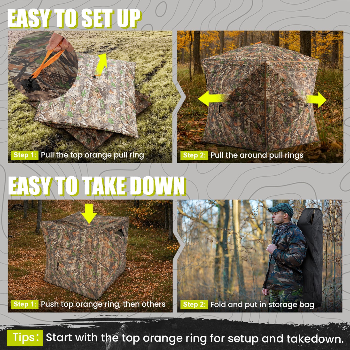 Hunting Blind Ground Blind with 90° Full Open Door 360 Degree See Through