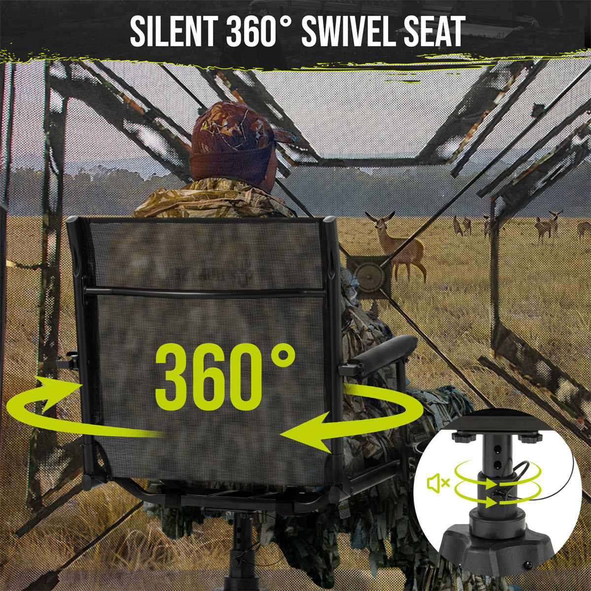 Hunting Chair 360° Silent Swivel for Blinds