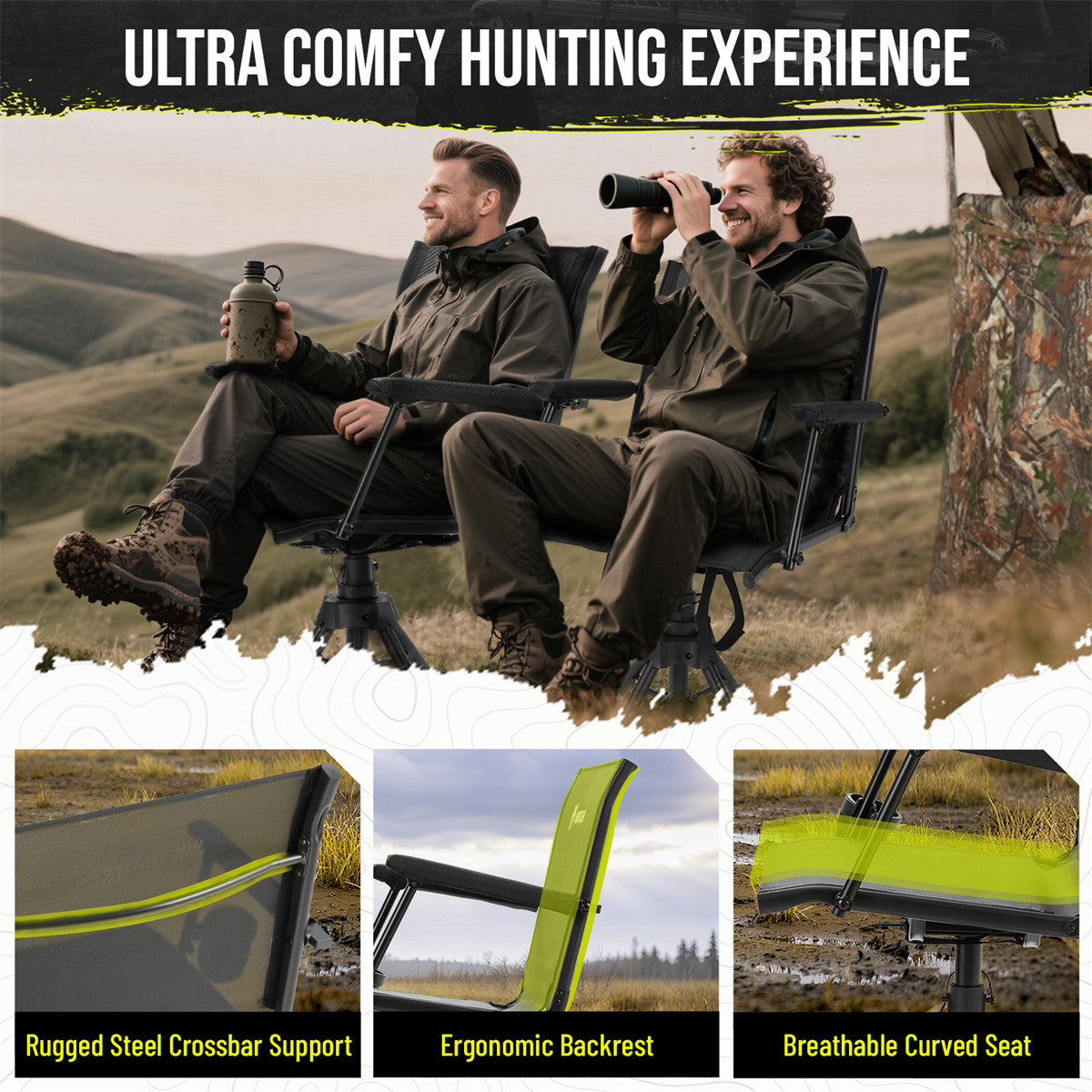 Hunting Chair 360° Silent Swivel for Blinds