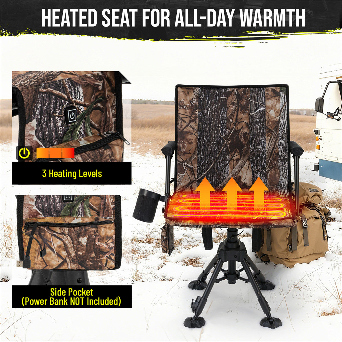 Hunting Chair 360° Silent Swivel for Blinds