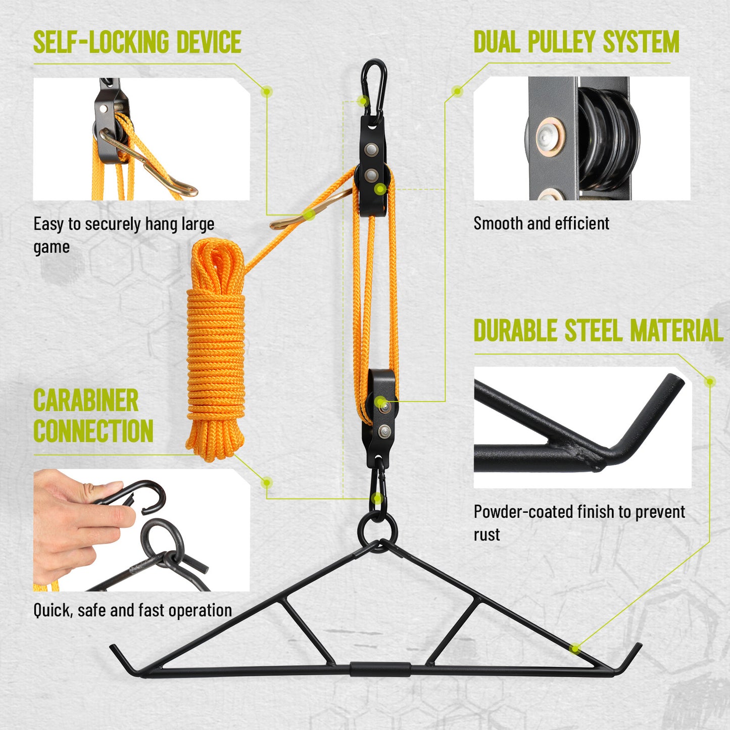 Portable Game Hanger Gambrel with ‎Carabiner - 700LBS