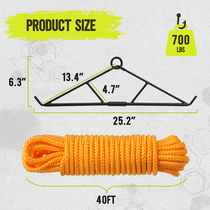 Portable Game Hanger Gambrel with ‎Carabiner - 700LBS