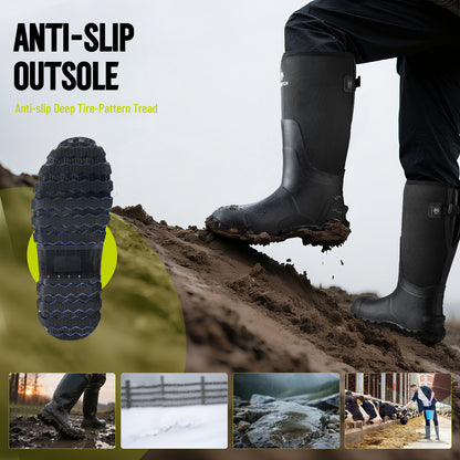 Waterproof Hunting Boots - Insulated Neoprene Rubber with Steel Shank