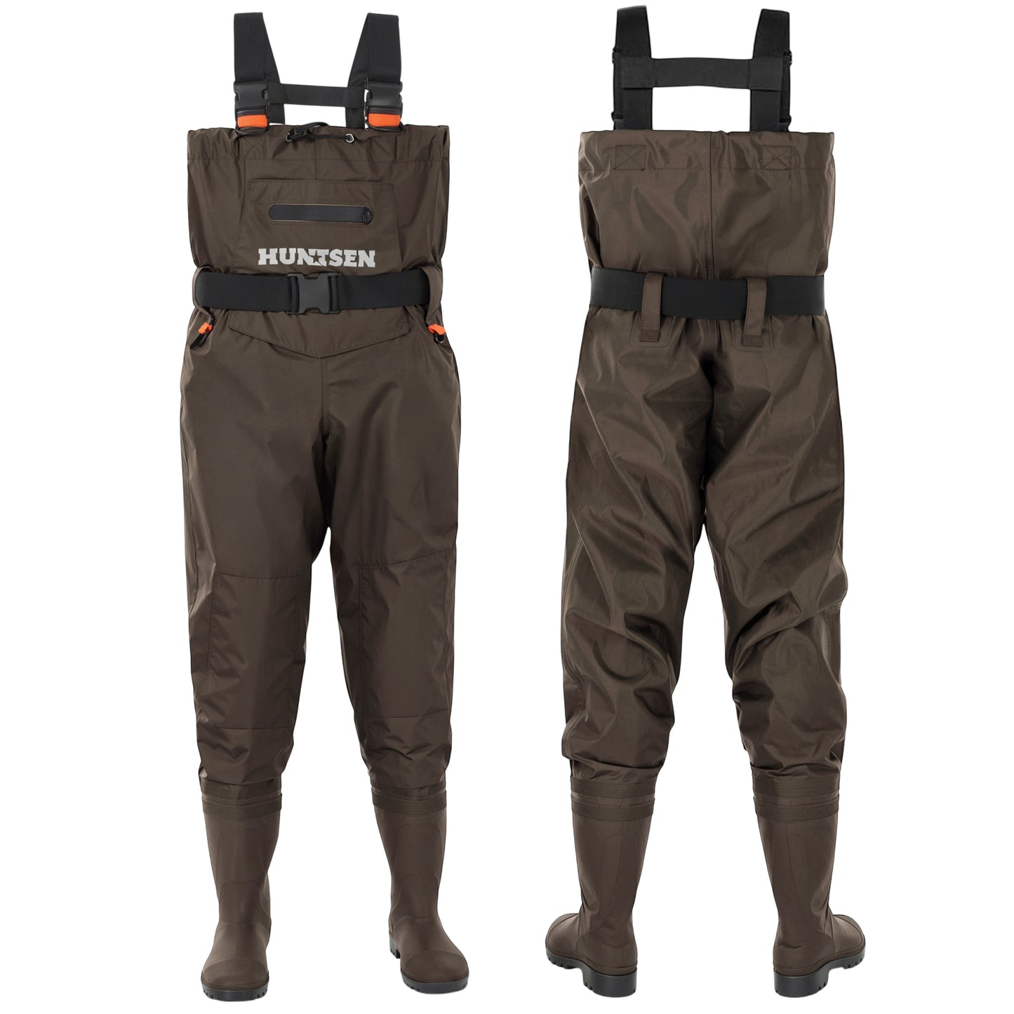 Waterproof Fishing Hunting Chest Waders for Men & Women - Brown