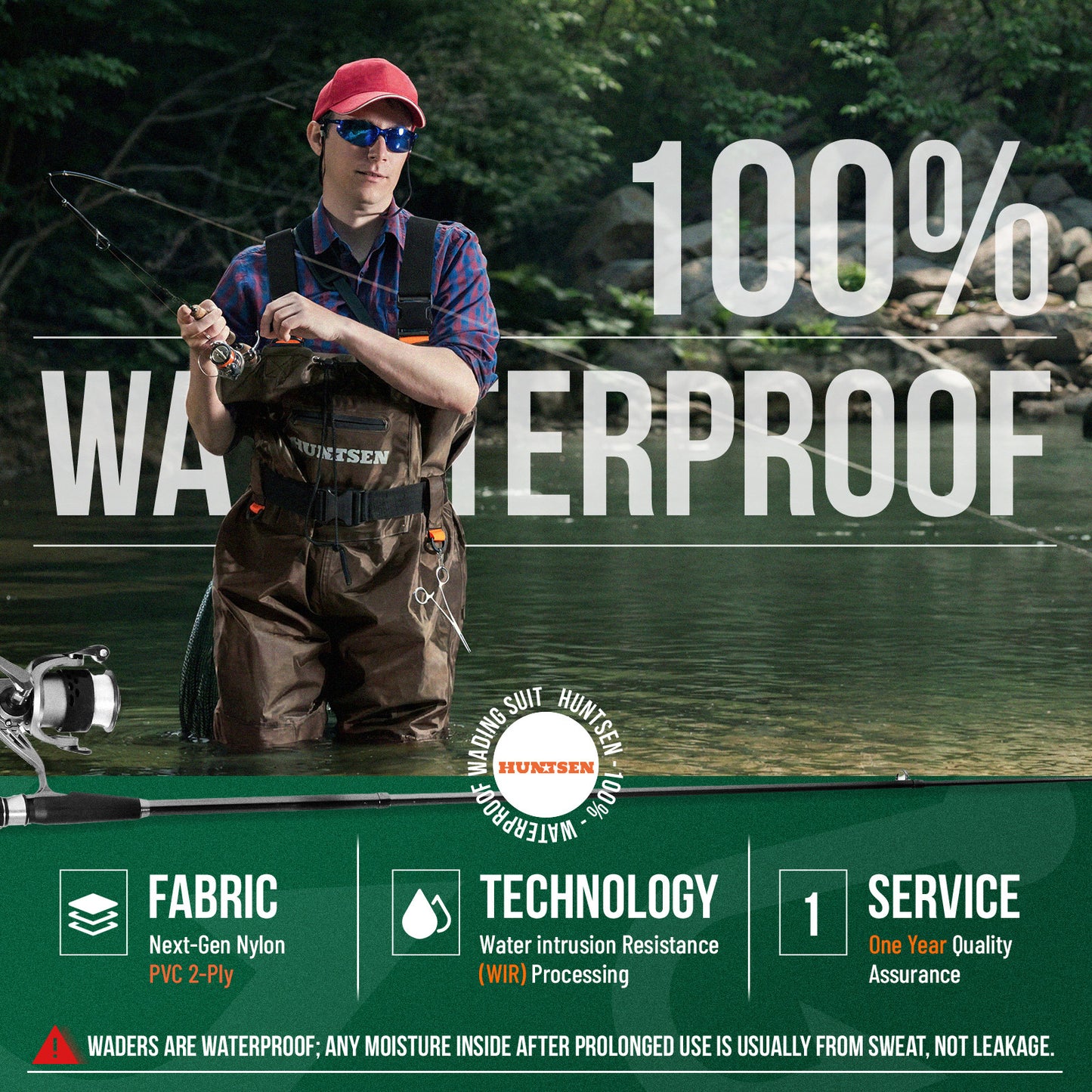 Waterproof Fishing Hunting Chest Waders for Men & Women - Brown