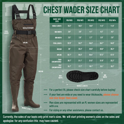 Waterproof Fishing Hunting Chest Waders for Men & Women - Brown