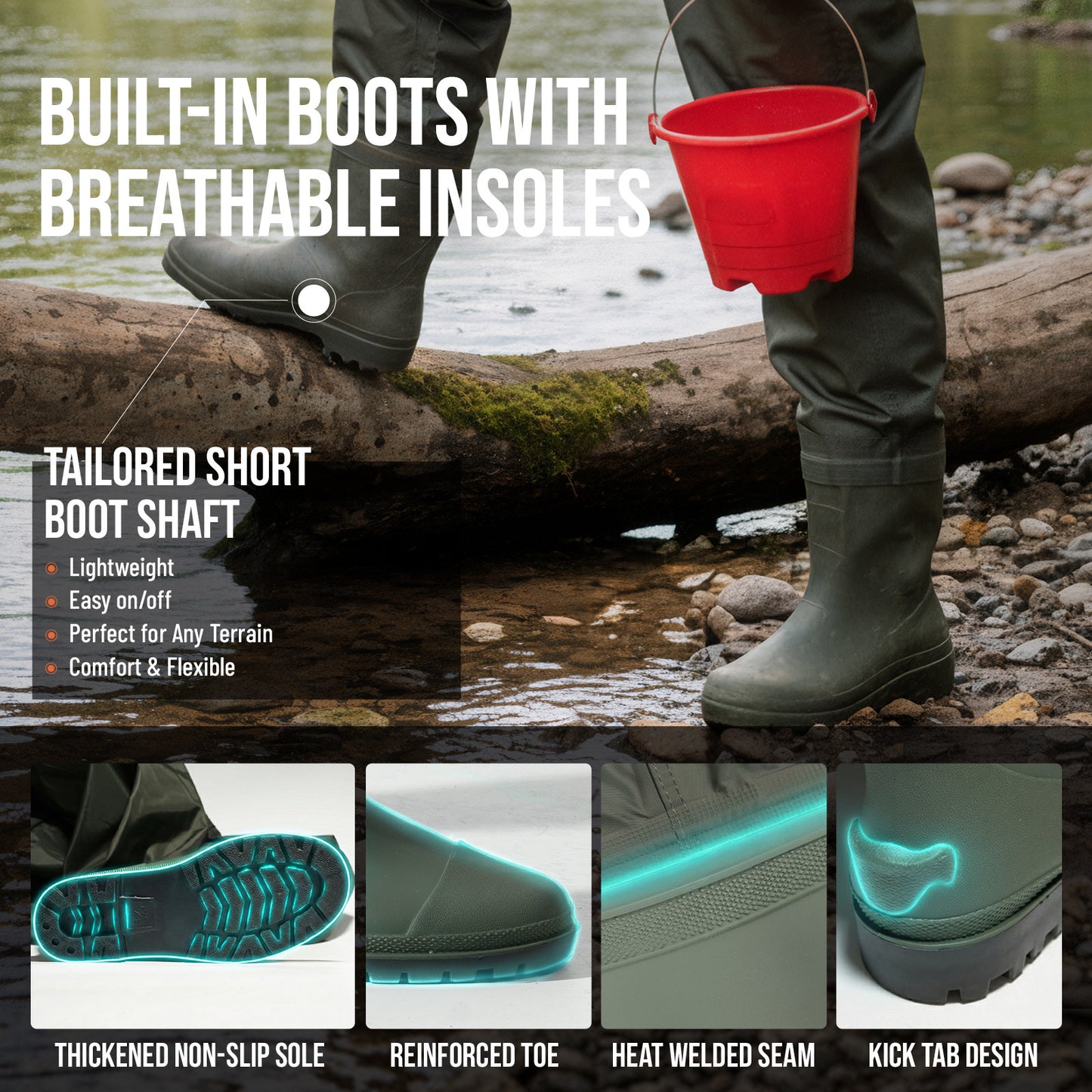 Waterproof Fishing Hunting Chest Waders for Kids