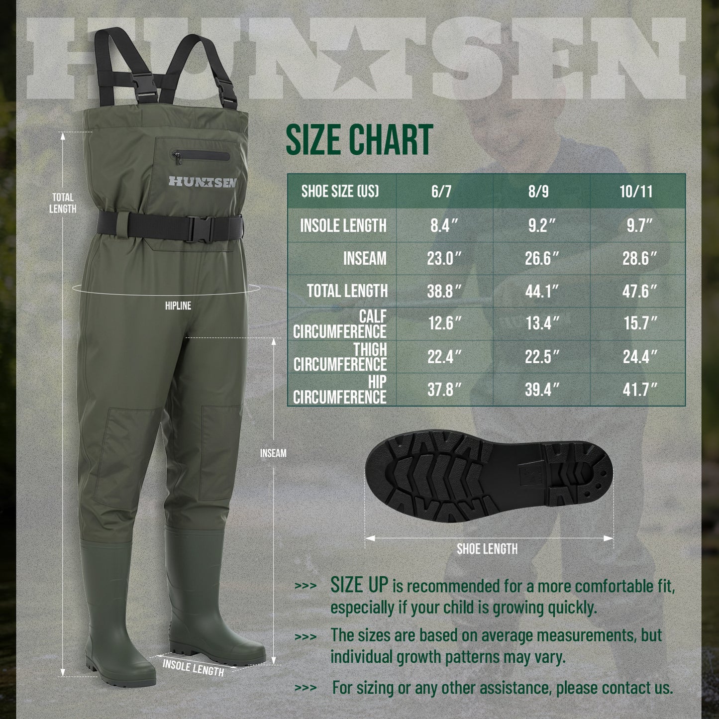 Waterproof Fishing Hunting Chest Waders for Kids