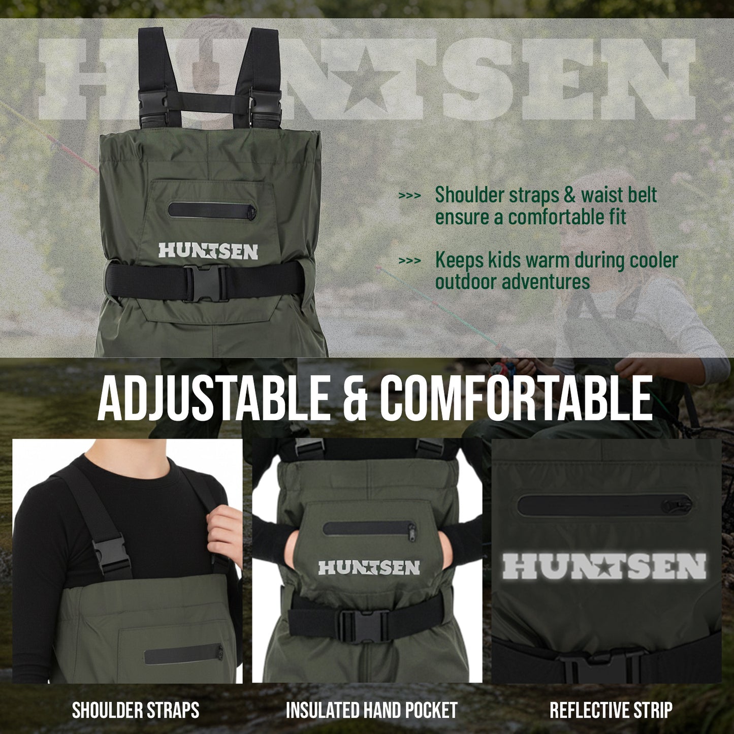 Waterproof Fishing Hunting Chest Waders for Kids