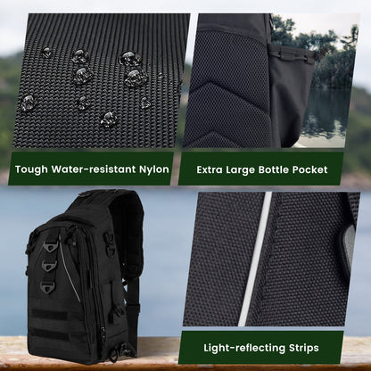 Fishing Tackle Backpack with Rod Holder