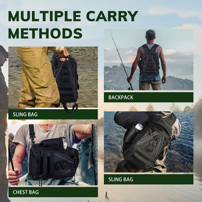 Fishing Tackle Backpack with Rod Holder