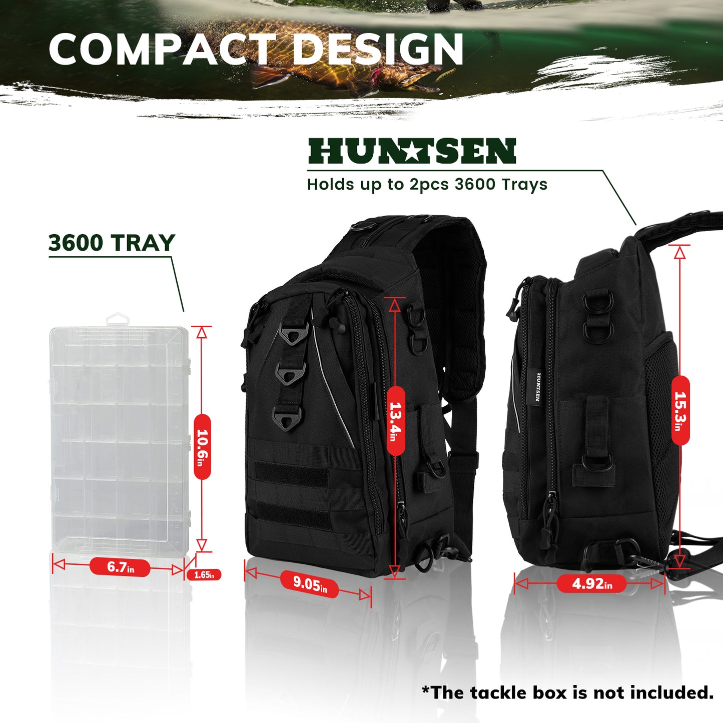 Fishing Tackle Backpack with Rod Holder