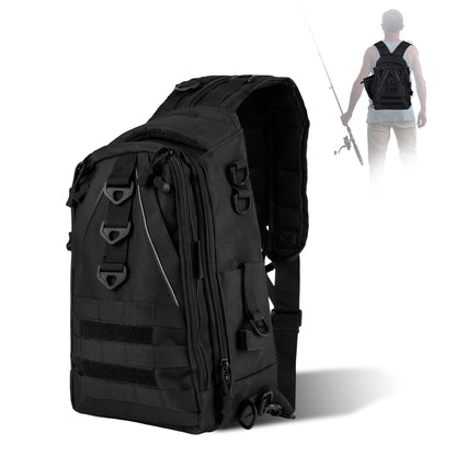 Fishing Tackle Backpack with Rod Holder