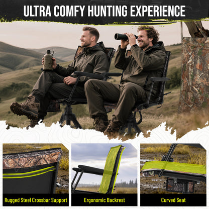 Hunting Chair 360° Silent Swivel for Blinds with Heat
