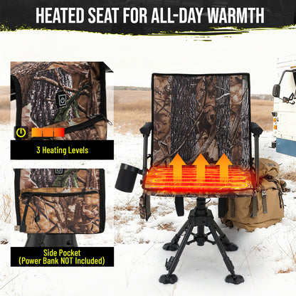Hunting Chair 360° Silent Swivel for Blinds with Heat