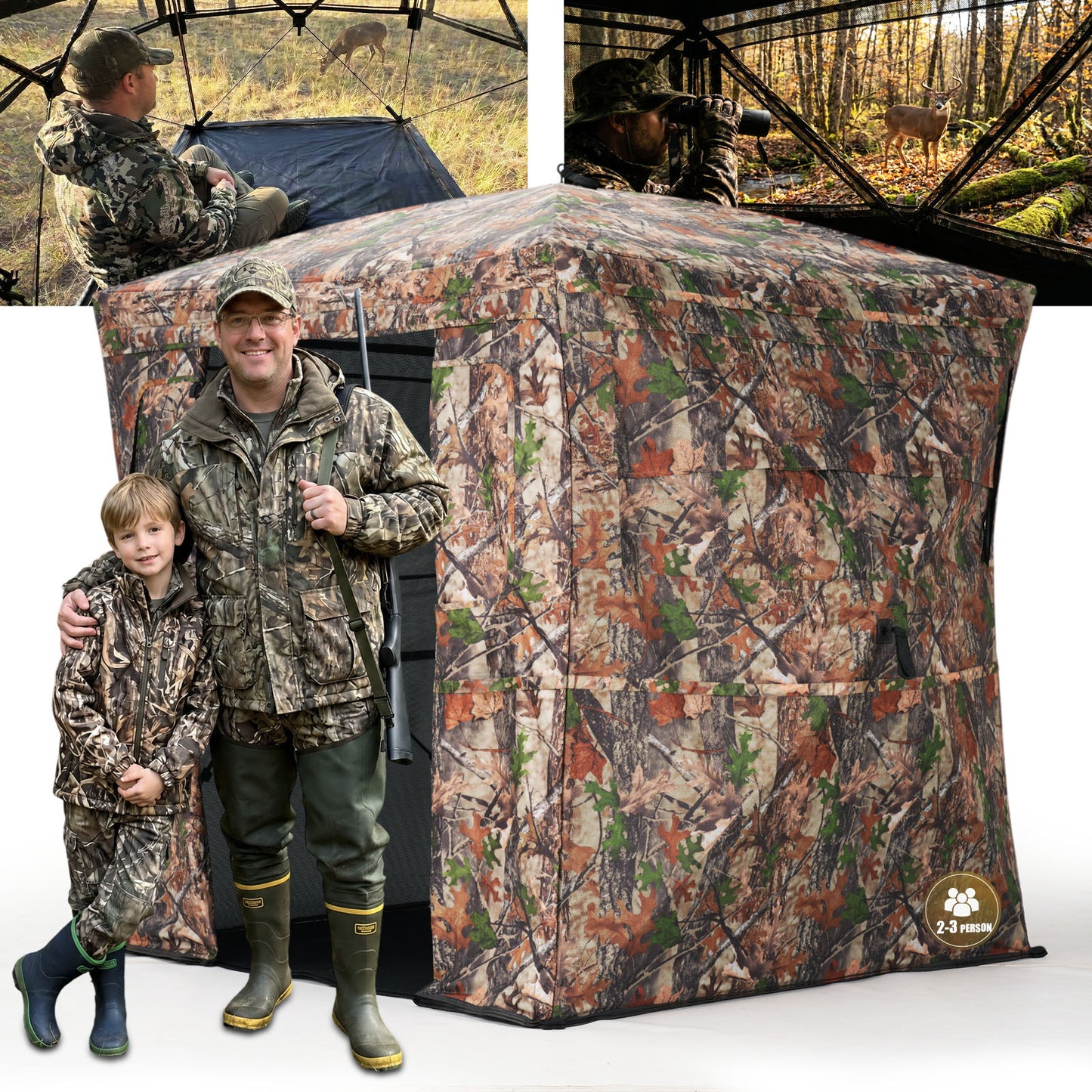 2-4 Person Hunting Blind with Magnetic Full Open Door