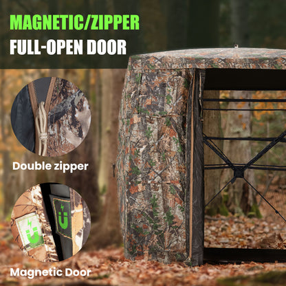1-2 / 2-3 Person Hunting Blind with Magnetic Full Open Door