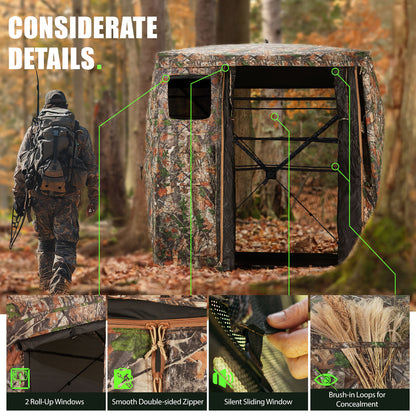 1-2 / 2-3 Person Hunting Blind with Magnetic Full Open Door