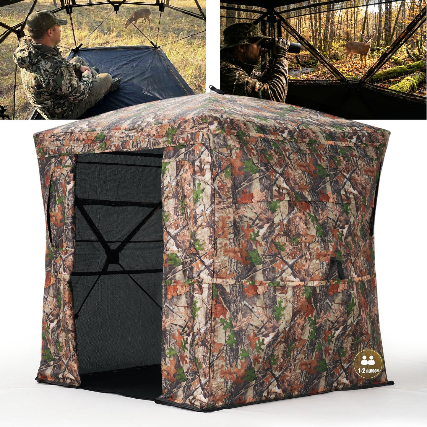 1-2 / 2-3 Person Hunting Blind with Magnetic Full Open Door
