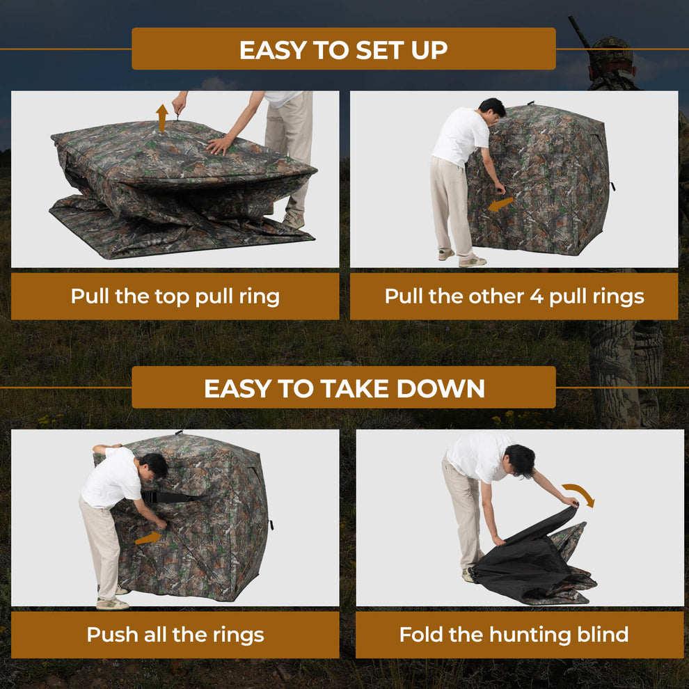 See Through Hunting Blind Pop-Up Ground Deer Blind 3-4 Person – huntsen