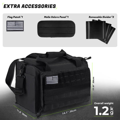 Pistol Range Bag for Handguns and Ammo with 6 Magazine Slots