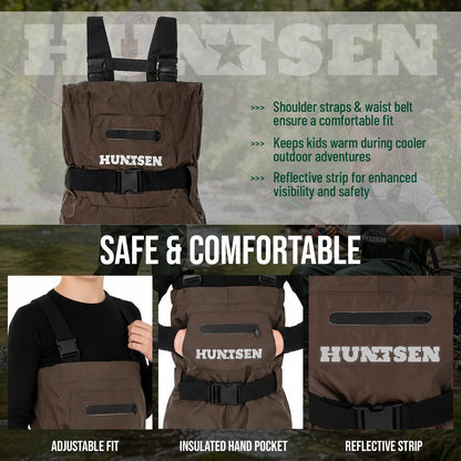 Waterproof Fishing Hunting Chest Waders for Kids - Brown