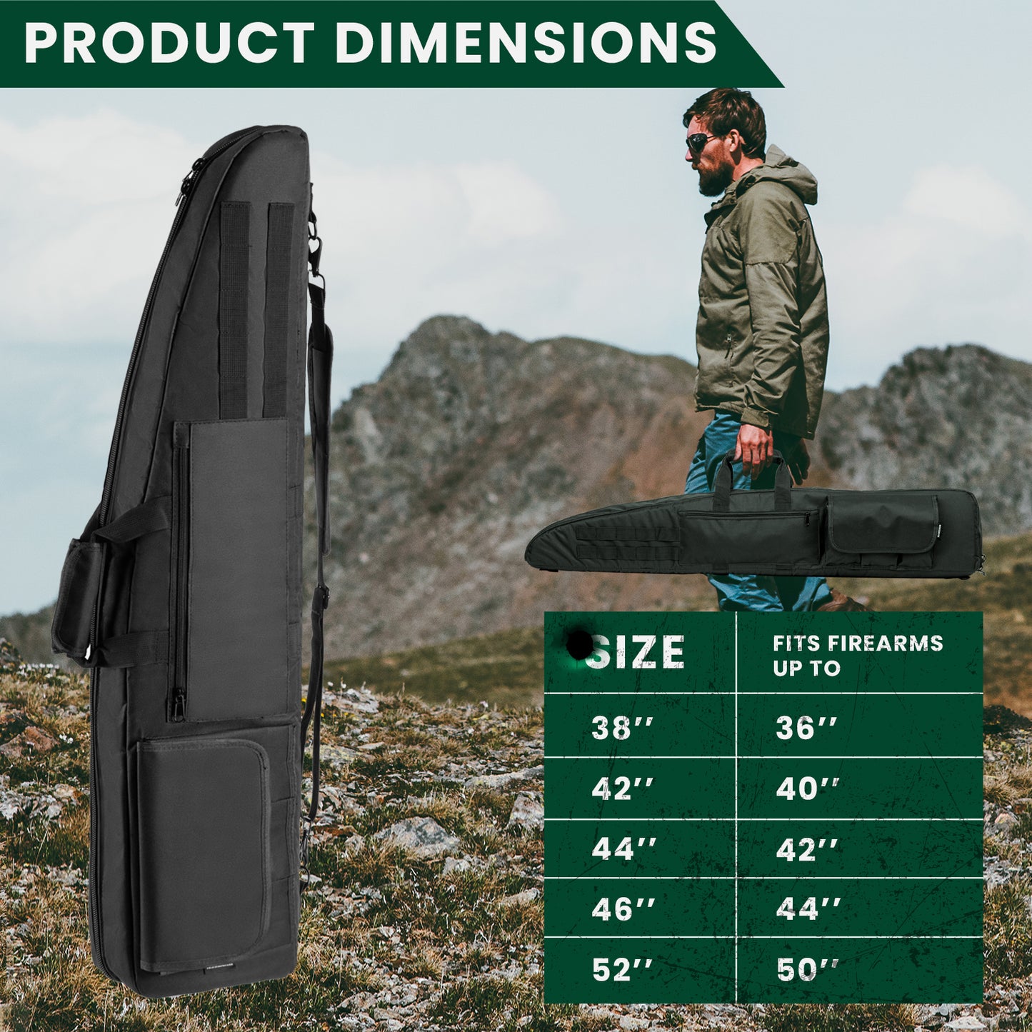 Outdoors Tactical Double Shotgun Rifle Gun Case with Shoulder Straps