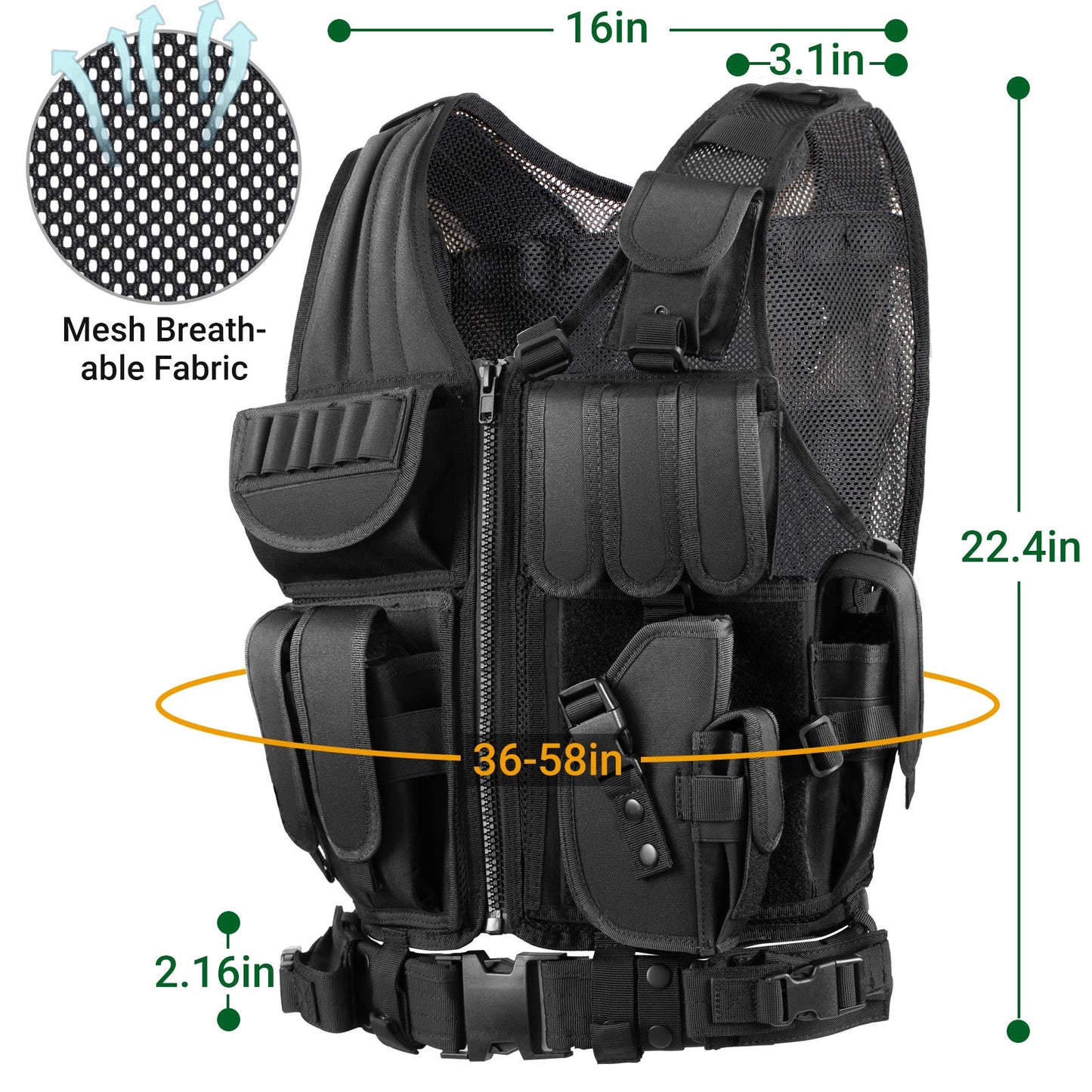 Tactical Vest with Detachable Belt