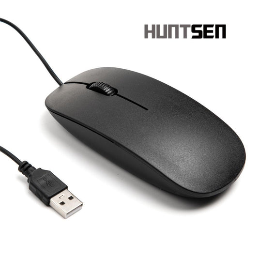 HUNTSEN 3-Button Wired USB Computer Mouse, Black
